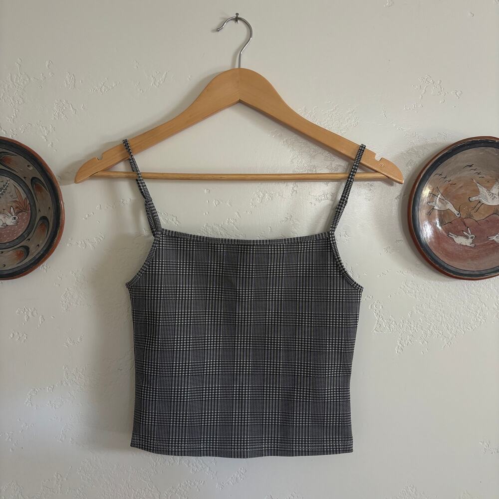 Black & White Plaid Crop Tank Top
